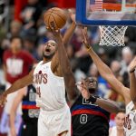 Pistons rally to beat Cavaliers in OT in game interrupted by horn malfunction